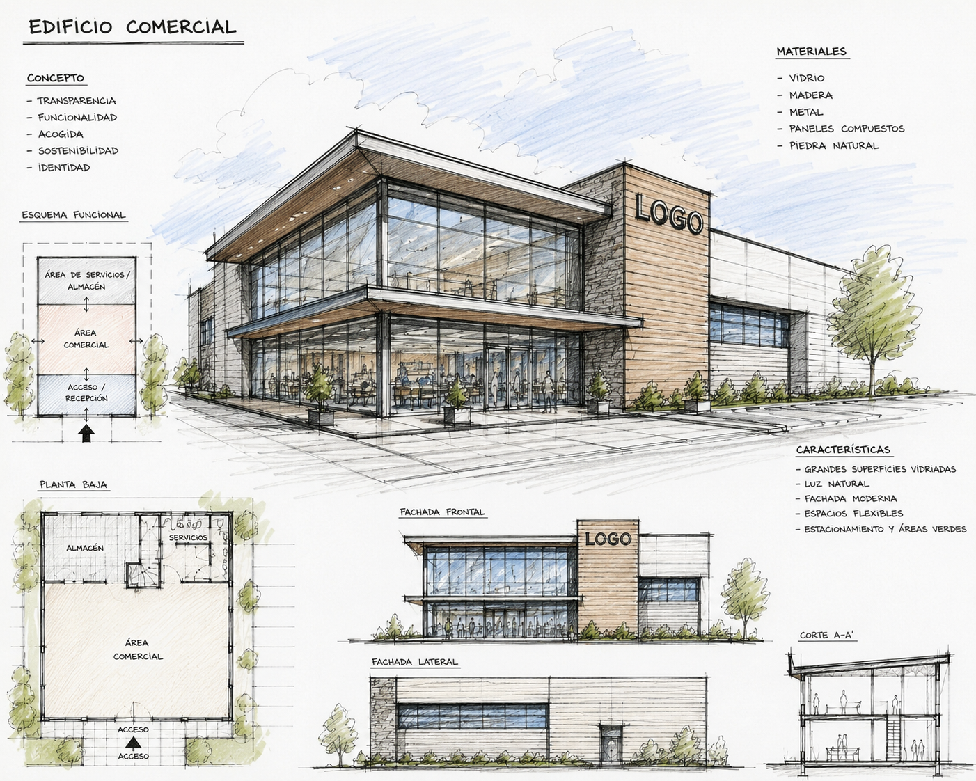 Plano de edificio comercial